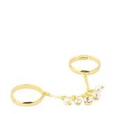 Anel 2 Aros Correntinha Pérolas e Strass Dourado