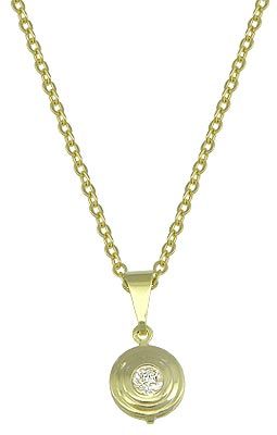 Gargantilha folheada a ouro c/ pingente redondo e strass emb