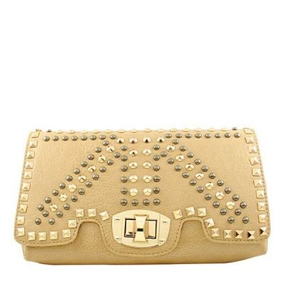 Bolsa Carteira Spikes Tachas Bege